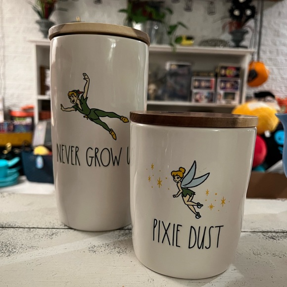 Rae Dunn Other Rae Dunn Disneys Peter Pan Pixie Dust Canisters W Wooden Lids Poshmark